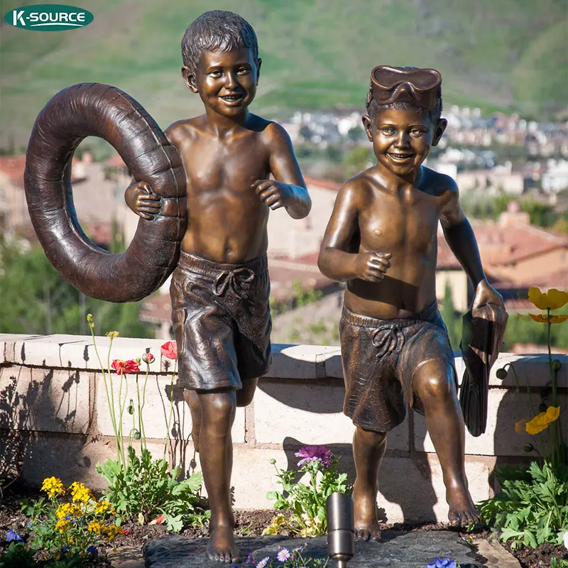 Park and City Decor Boys and Girls Leapfrog Children Statue Large Bronze sculpture