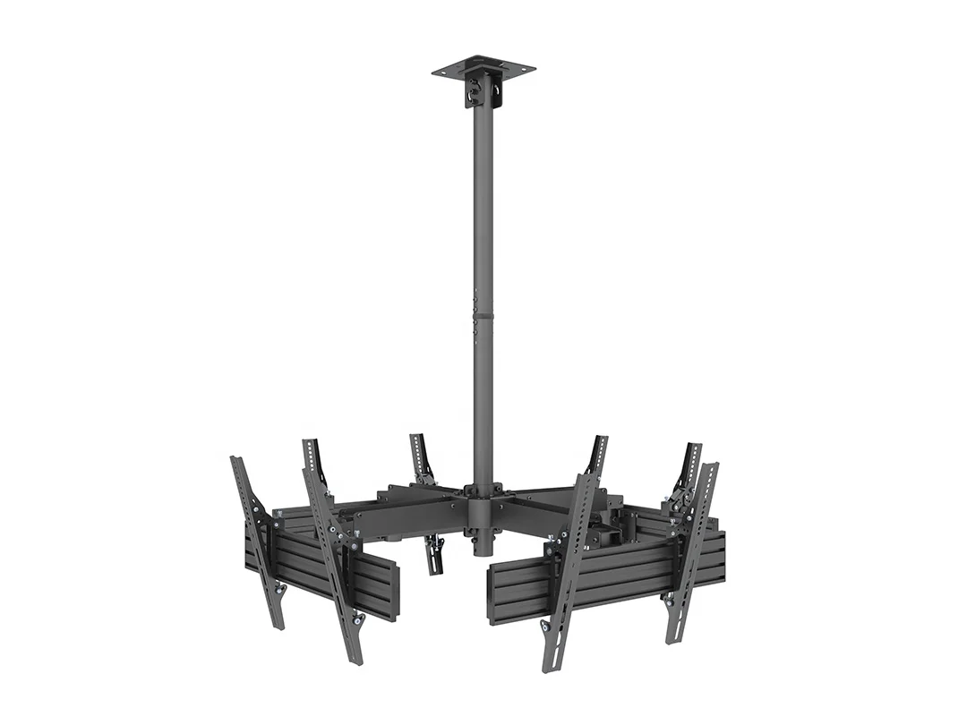 Swivel 90 Quad Display Side by Side Ceiling Mount Telescopic Extension VESA 600X400 mm Max load 30KG