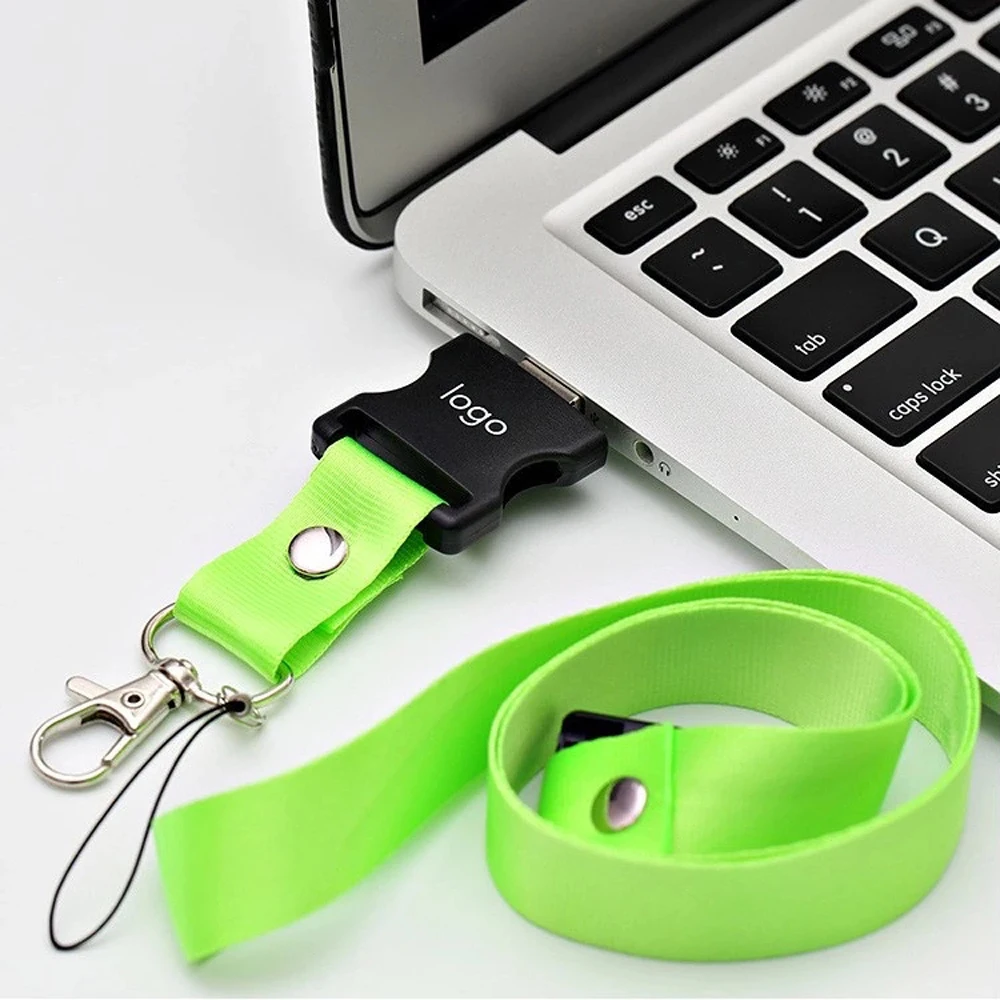 Wholesale Keychain Flash memory OEM 16GB 128GB Pendrive USB Flash Drive Custom Logo Printed Cheap Lanyard With ID Holder
