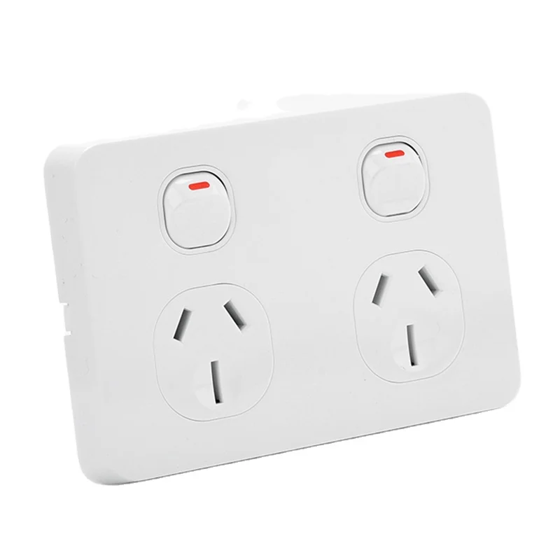 AU standard SAA new type 15A Double powerpoints slimline wall switch and socket