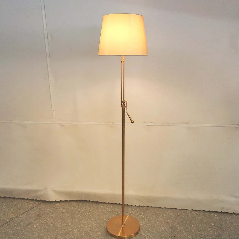 Rebecca Custom light wolf silk and hard backedchampagine rocker arm light pole adjustable lamp shade Angle floor lamp