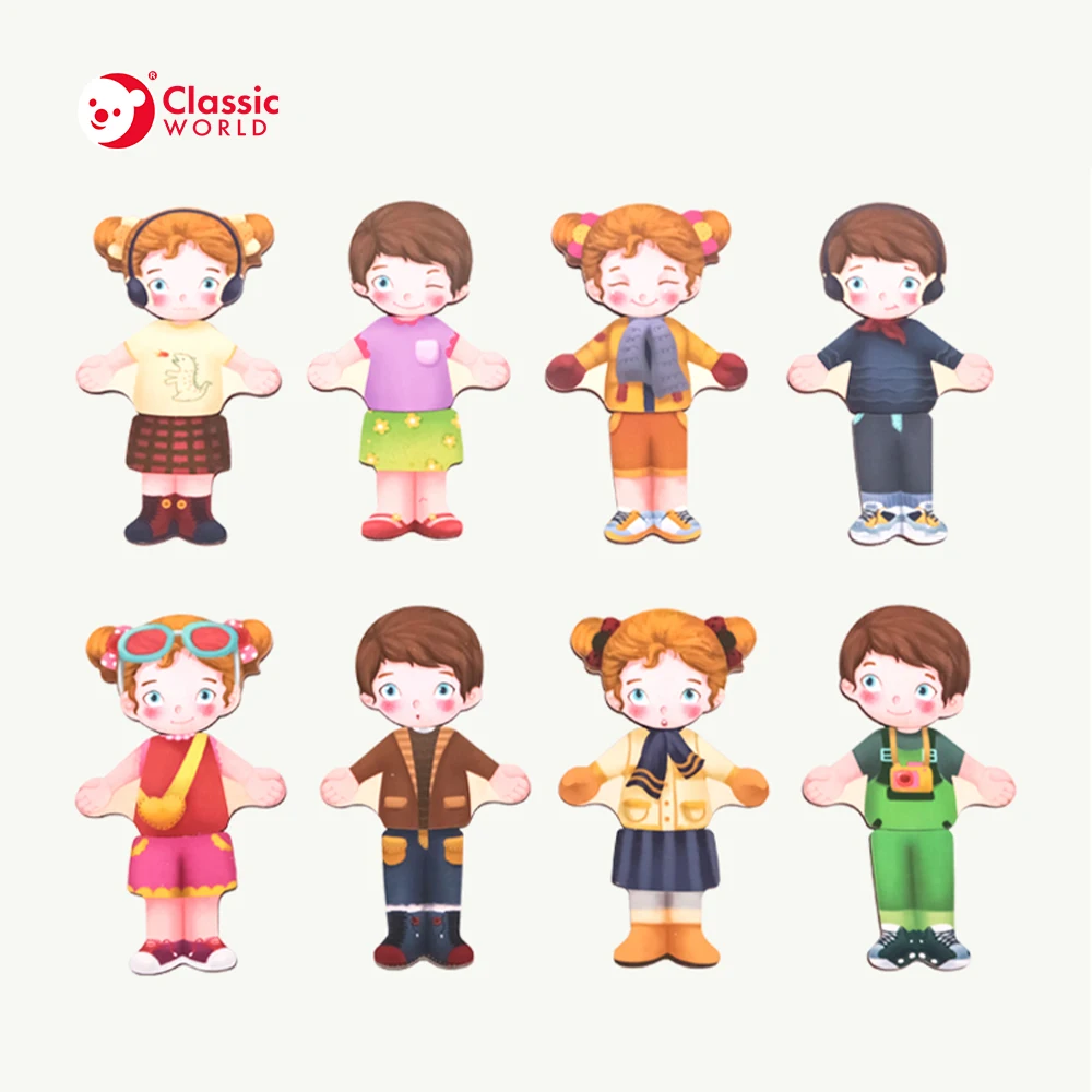 Hot Baby Wooden Toys 4 Kinds Wooden Dress Up Jigsaw Puzzle Changing Educational Montessori Toys Child Gift