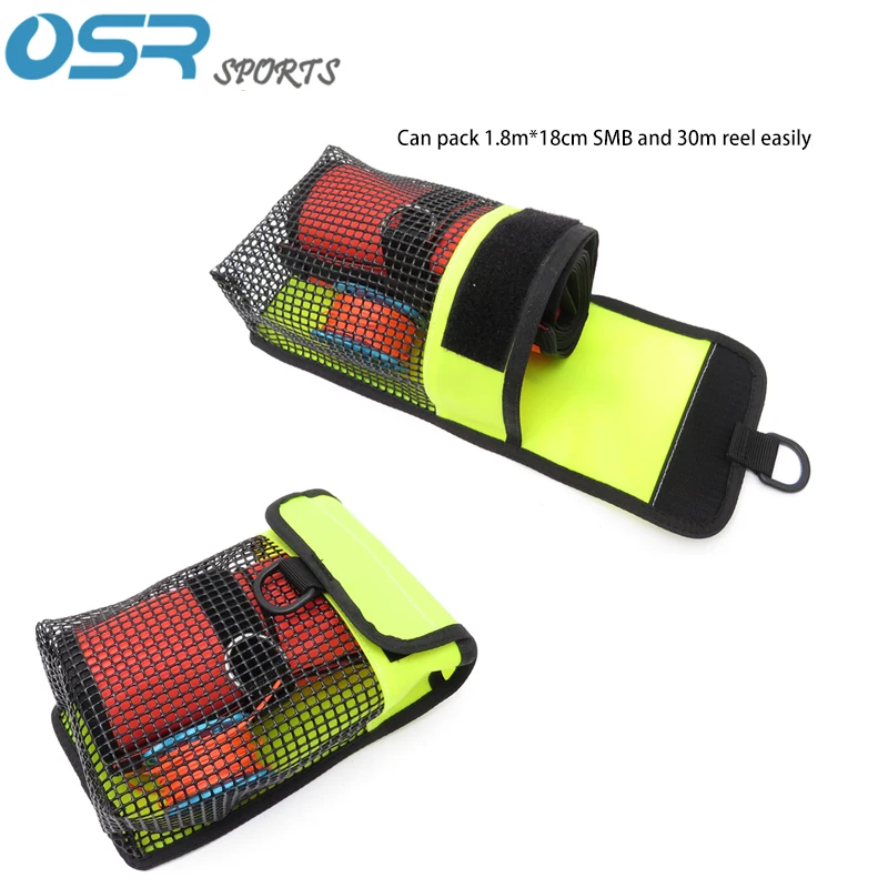 Scuba Diving 210D Nylon PVC Mesh Bag Fits SMB Reel Lanyard