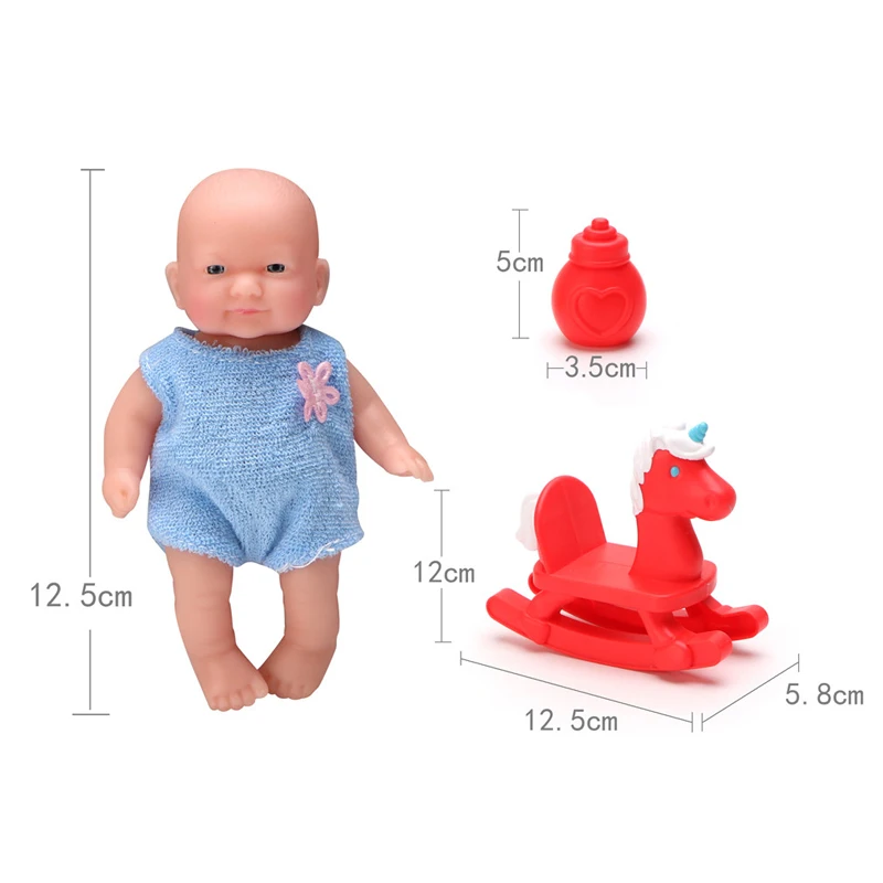 Cheap 5 Inch Baby Doll Reborn Silicone For mini bebe reborn de silicone for Newborn with rocking horse