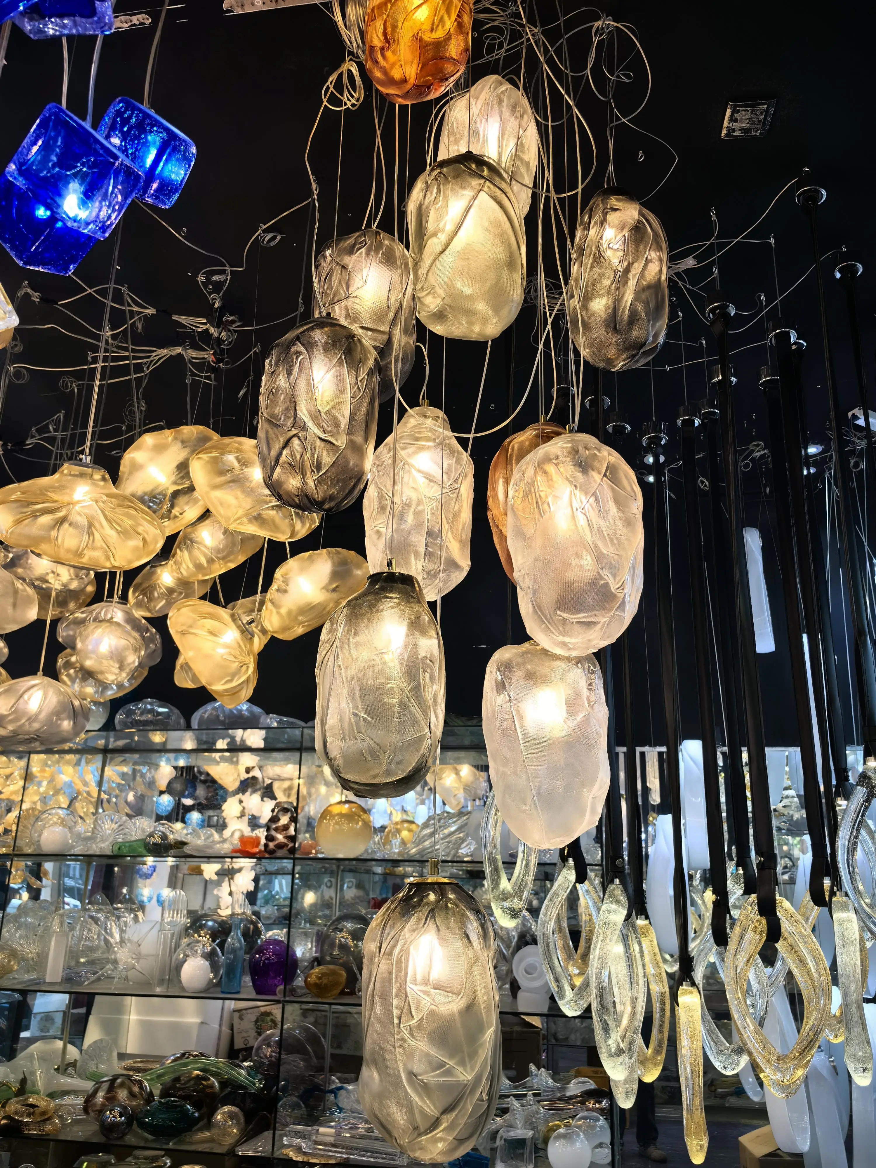 Italian designer style glazed glass chandelier ornaments christmas decoration pendant light for outdoor decor hotel hall