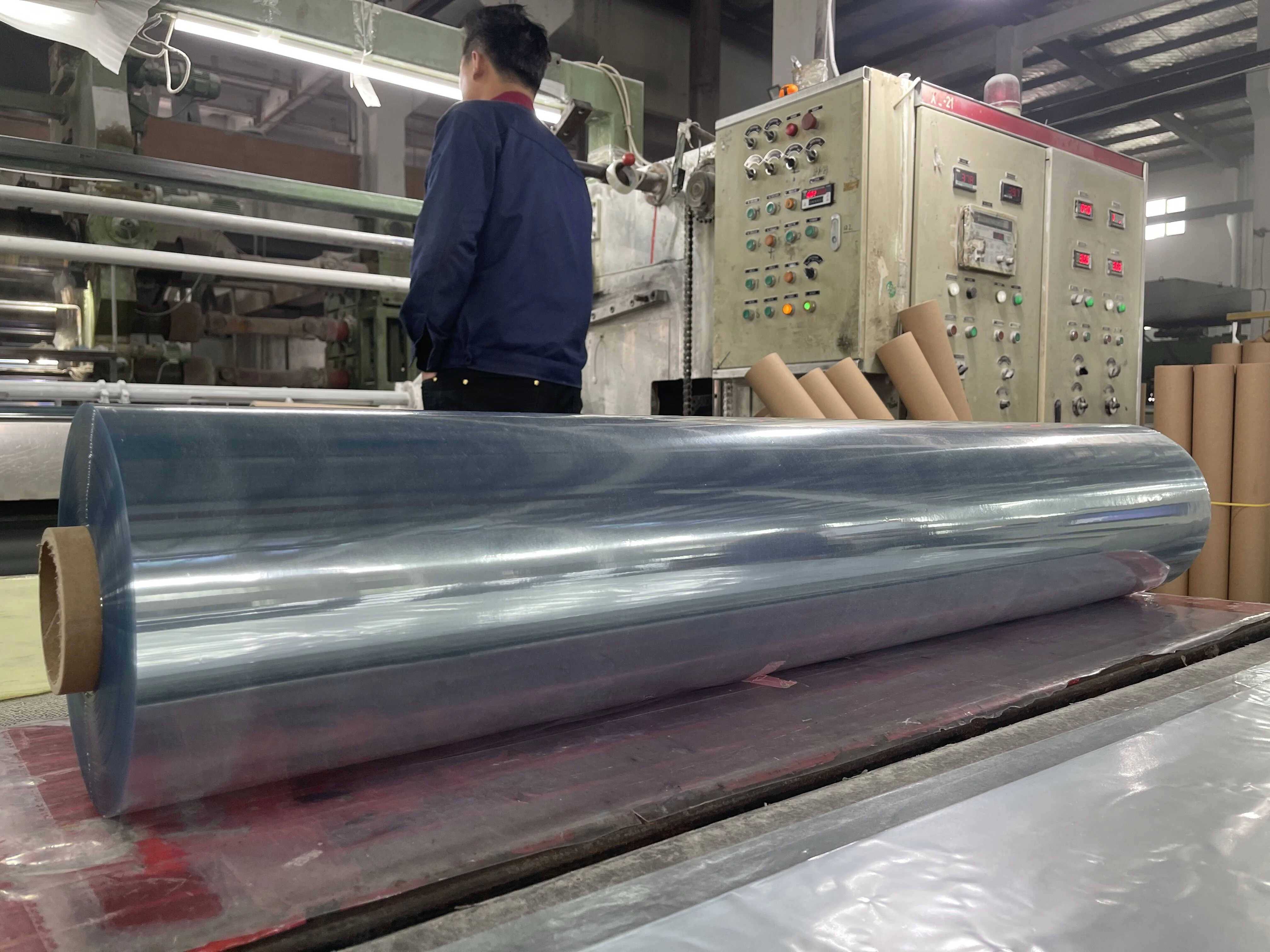 China factory transparent blue printed pvc film for packing mattress