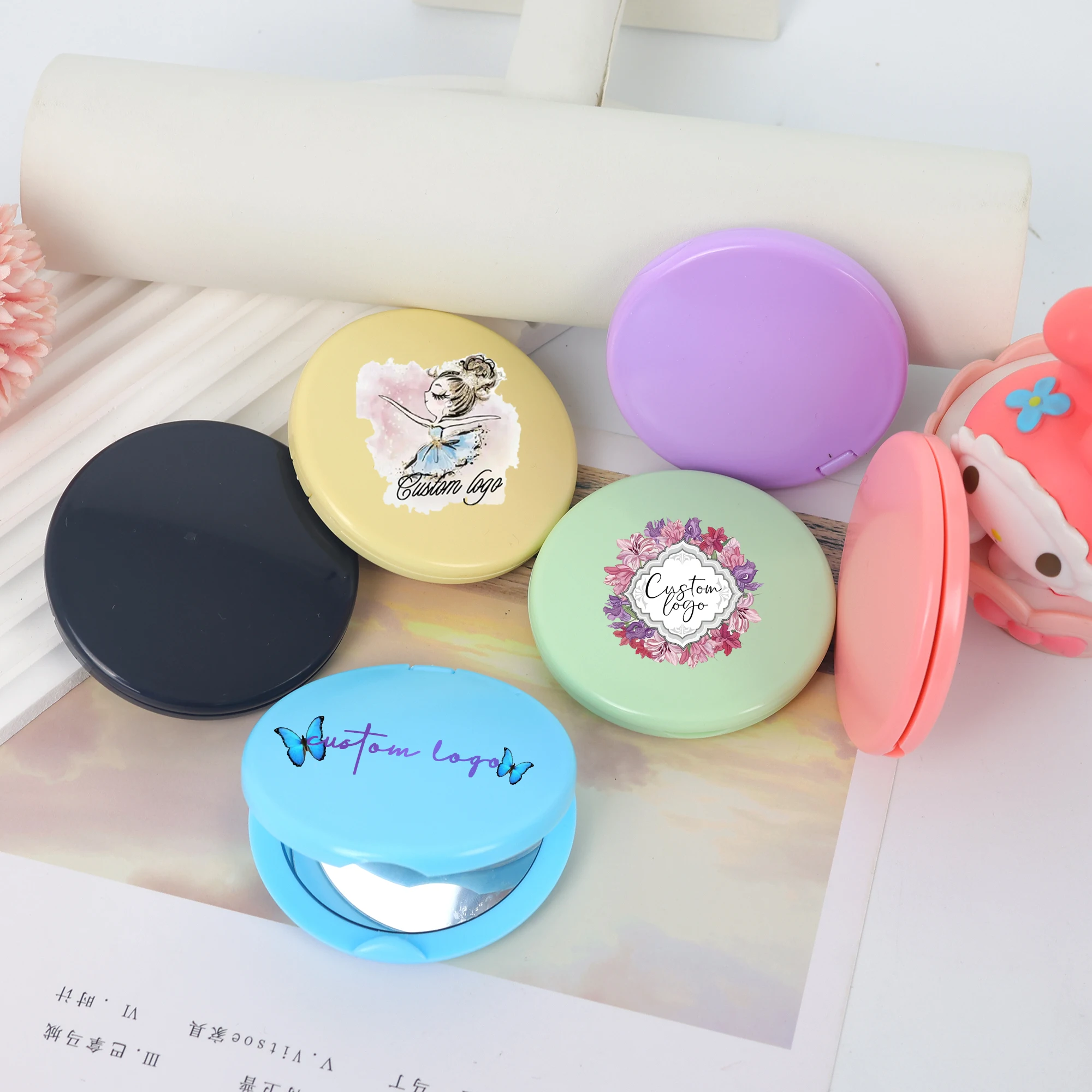 Personalised Custom Mini Travel Makeup Round Double Sided Pocket mirror compact mirror makeup