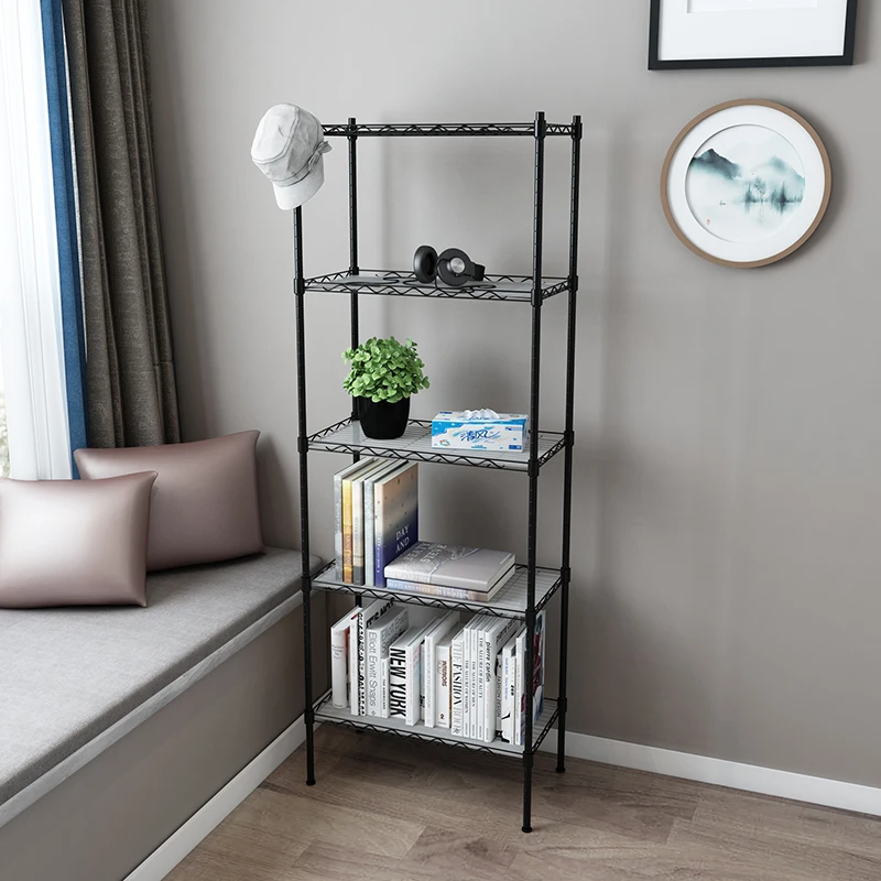 
The new metal frame iron blake five layer shelf industrial style warehouse shelving easy to assemble multilayer storage rack 