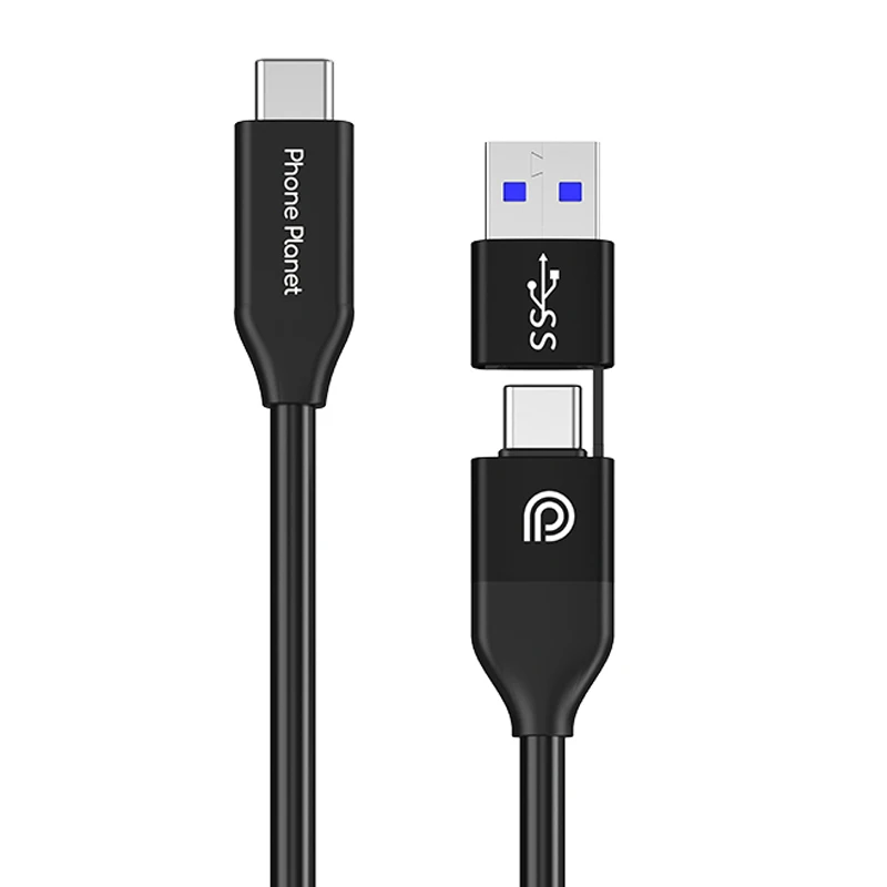0.3M 2 in 1 USB A USB C Fast Charger 140W Cable 10Gbps and 40Gbps Transmission Rate