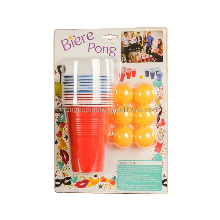 Disposable Plastic Red Party Cup with Pingpong Balls Set