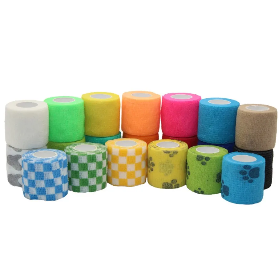 Medical Self Adhesive Elastic Bandage Colorful Sports Wrap Tape for Finger Joint Knee First Aid Kit Pet Tape