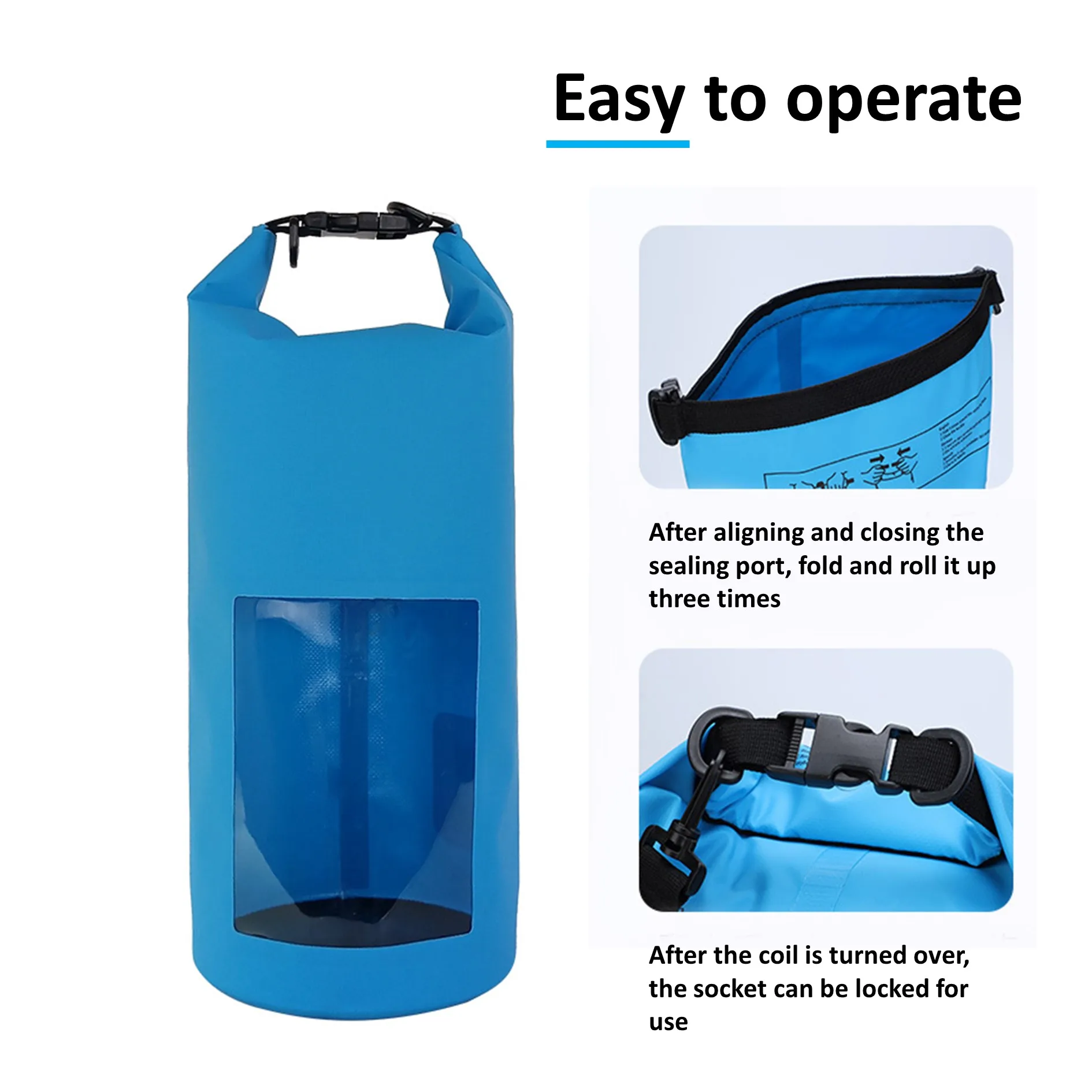 Wholesale Outdoor Sport Drifting Mountaineering Beach Bag Transparent Window Dry Bag Receive PVC Waterproof Bucket Bag