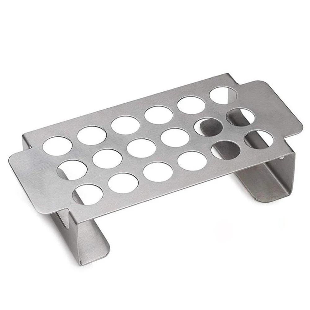 Stainless Steel Grilling Roasting Rack 18 Hole with Handle Cooking Chili Pepper and Chicken Wings & Legs Roaster on BBQ Oven