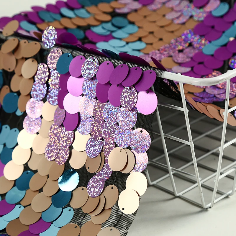 Wholesale Luxury Multicolore Polyester Costume Reversible Shimmer 18mm Sequin Curtain Textile Fabric For Backdrop