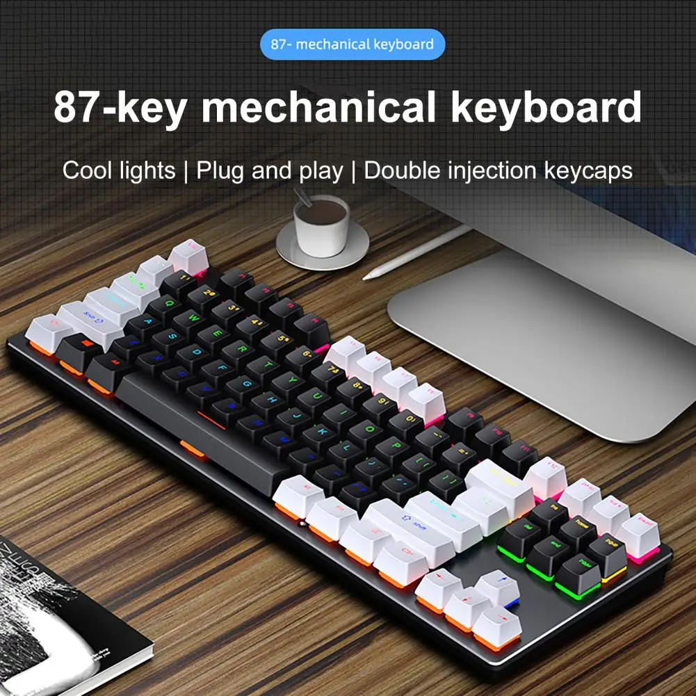 Hot Sell Sensitive Computer Desks Non-delayed Ergonomic 87 Keys USB Wired Gaming Mechanical Keyboard for Office