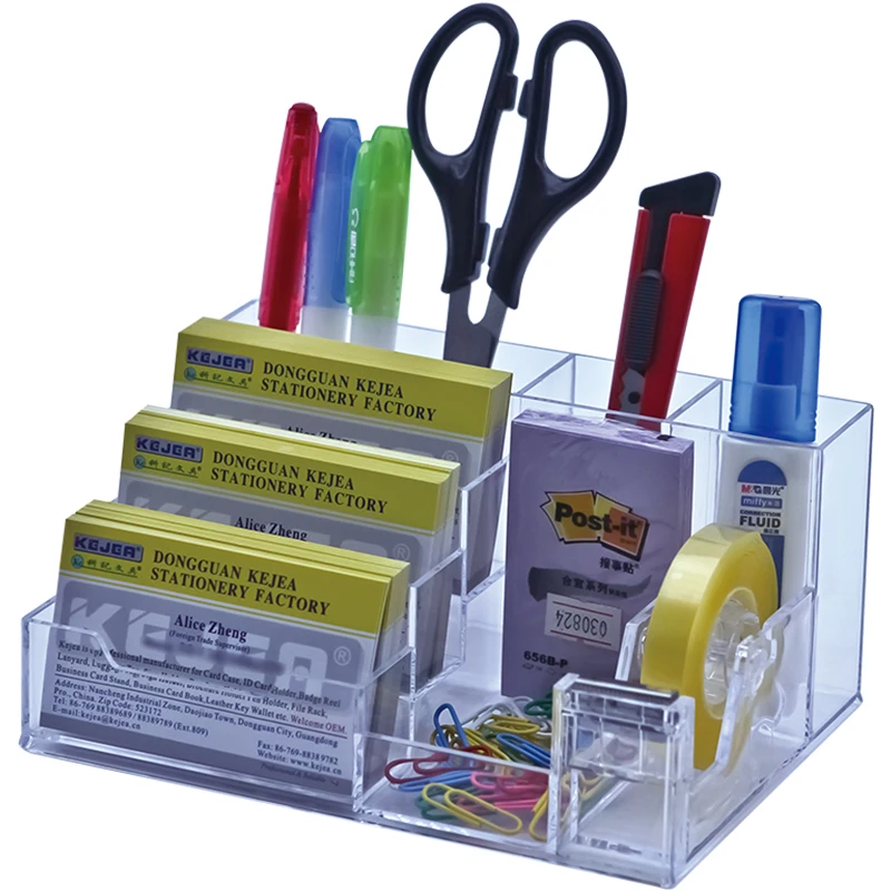 Kejea Clear Acrylic Pencil Pen Holder Cup Stationery Organizer for Office Desk