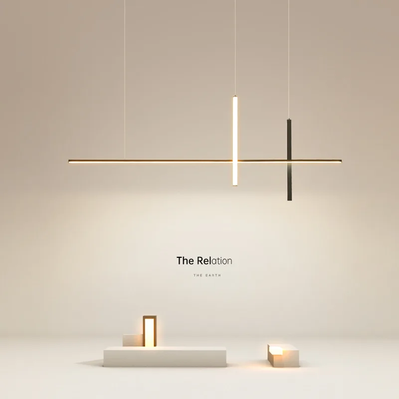 Современная Минималистичная Потолочная люстра в скандинавском стиле для кухни гостиной Роскошная декоративная светодиодная люстра с длинной линией