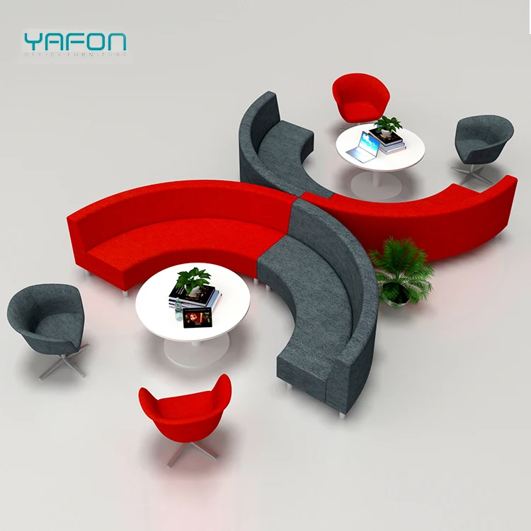 OEM ODM Commercial Use Semi Circle Round Shape Leather Couch Sofa Set furniture For Open Area