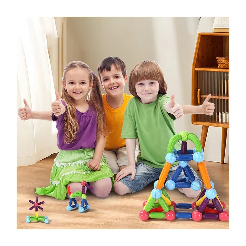 Пластиковая Строительная игрушка, Детский развивающий магнитный шариковый стержень, магнитная палочка, набор строительных блоков для детей