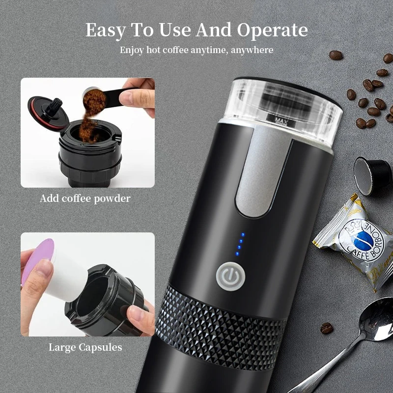 2 in 1 K Cup Mini 2-In-1 Espresso Maker Portable 12V Expresso Machine For Coffee Maker For Car