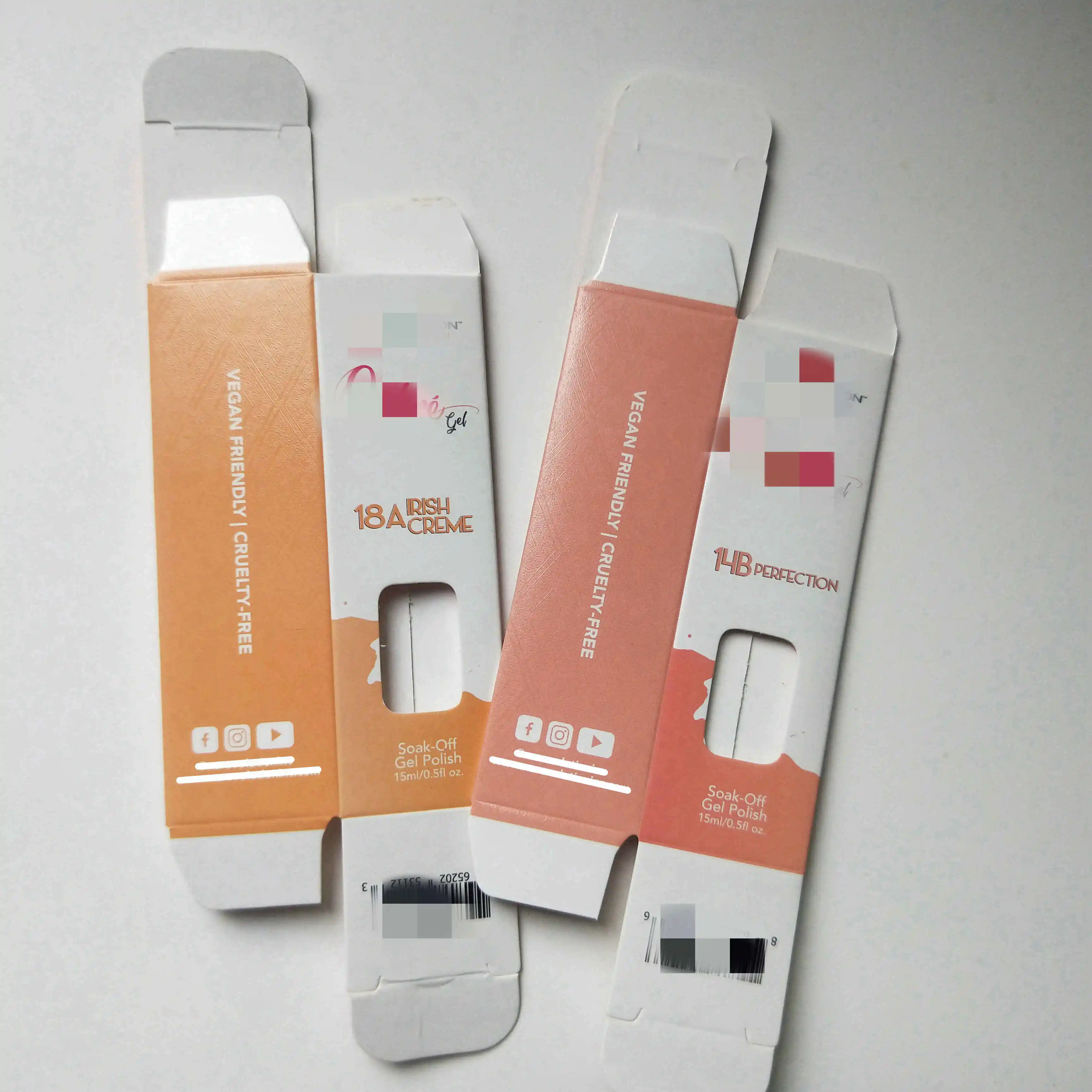 Custom logo uv gel polish boxes packing recyclable folding paper 10ml bottle nail polish packaging box with window