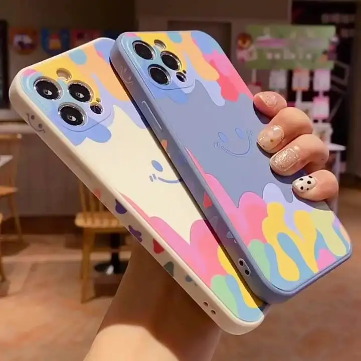 Cute Soft Smile Pattern Tpu Phone Case For Iphone 7-14 Pro Max With Lanyard Hole,For Iphone 14 Smile Case