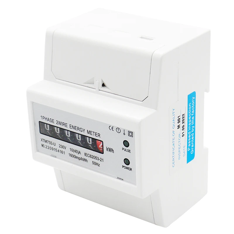 Electric Single Phase Two Wire AC 230V 100A Energy Meter kWh Counter Consumption Analog Electricity Wattmeter Household Din Rail