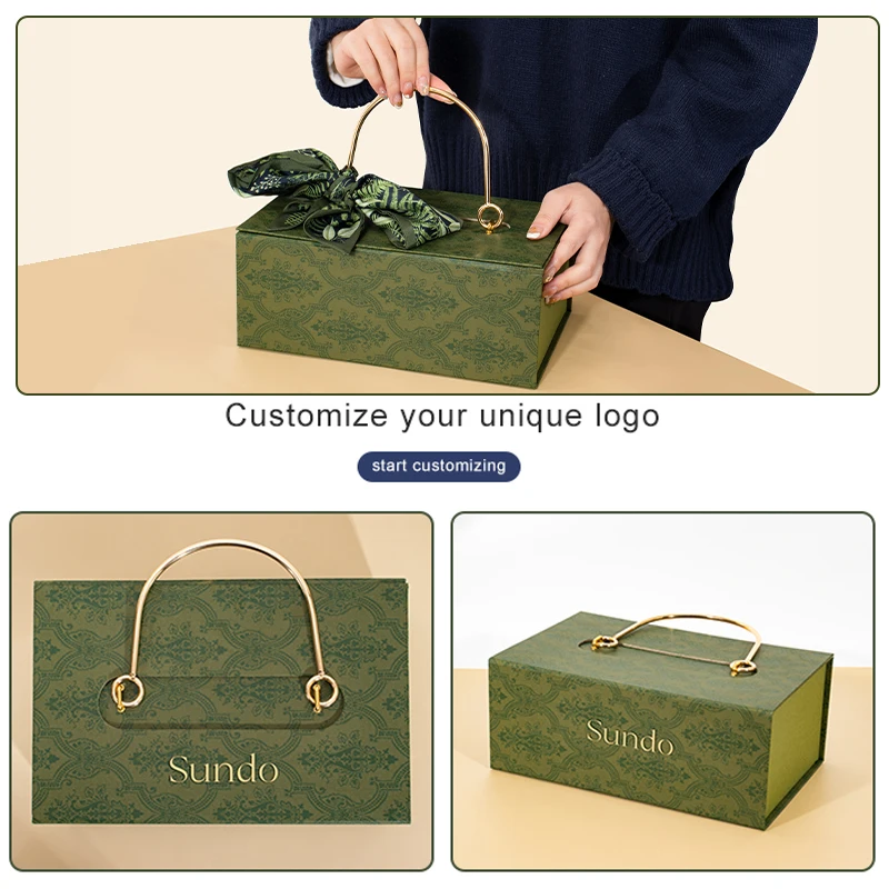 High quality folding scarf tie silk scarf candle cosmetic paper box custom logo magnet paper box packaging