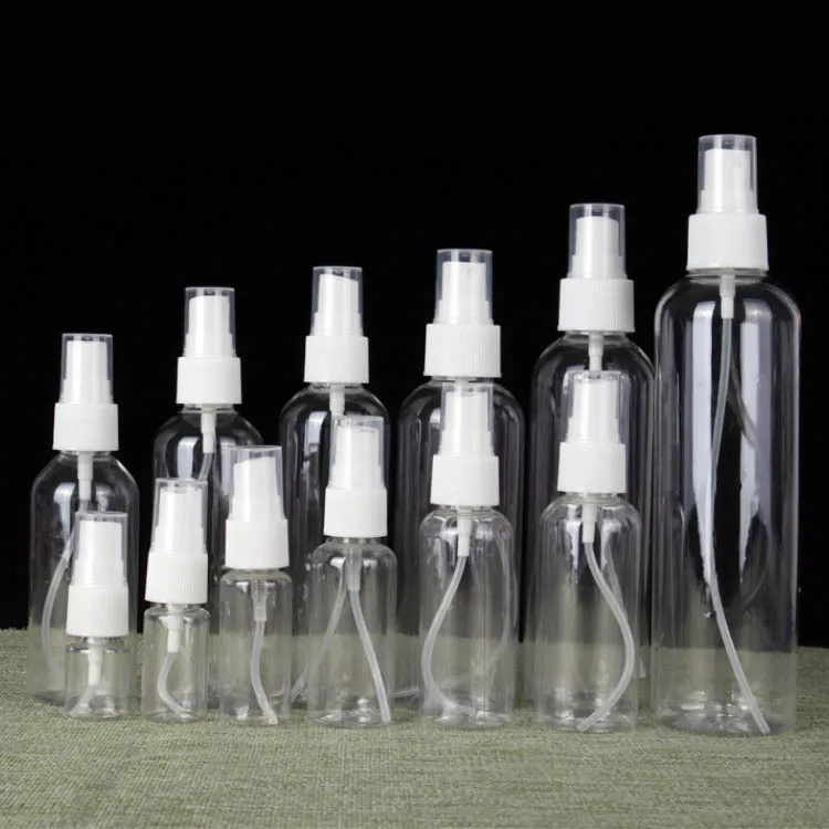 Wholesale 10ml 20ml 30ml 50ml 60ml 80ml 100ml 120ml 150ml 180ml 200ml empty cosmetic Pet Plastic mist perfume Spray Bottle pump