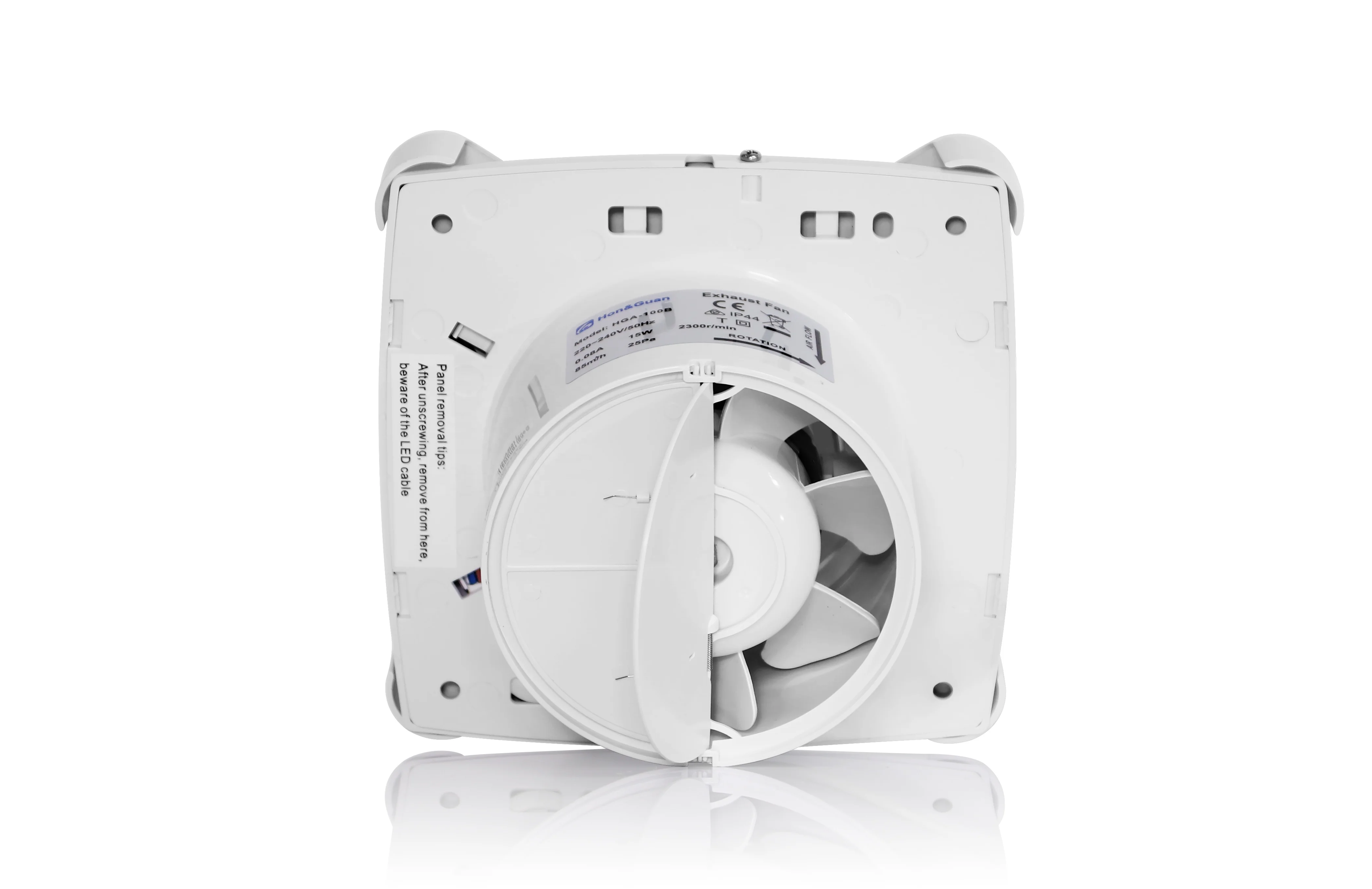 Unique4' high airflow ultra thin front panel and insect screen wall exhaust fan HGA-100B with LED light