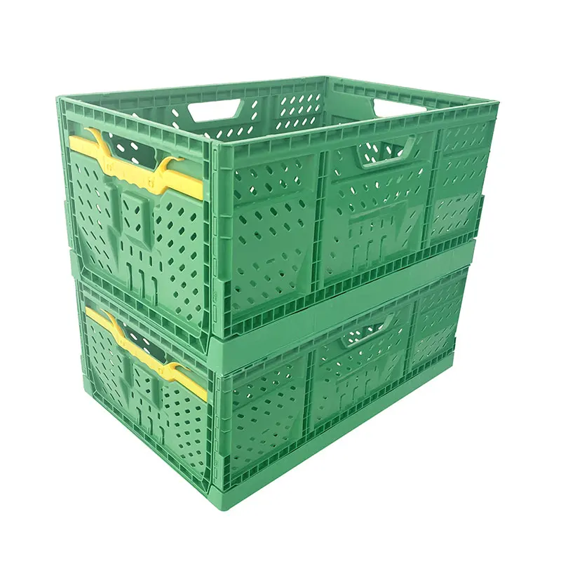 600*400mm Precision manufacturing vegetable crates plastic heavy duty can be nested foldable crate for Storage shipment