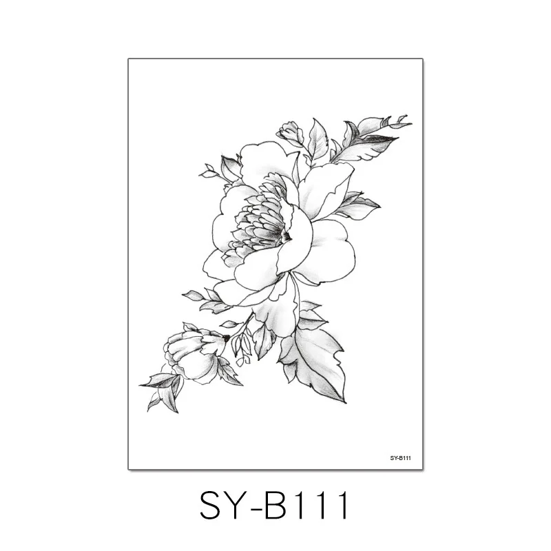 weimei Hand Rose Peony Sexy Flower Tattoo Sticker for Girls Black Temporary Tattoo Designs Realistic Tattoo Stickers
