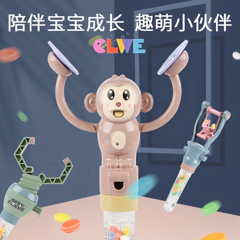 Good quality ABS sweet press candy Cymbal banging monkey candy toys Hot sale cute monkey banging cymbals toys candy for kids