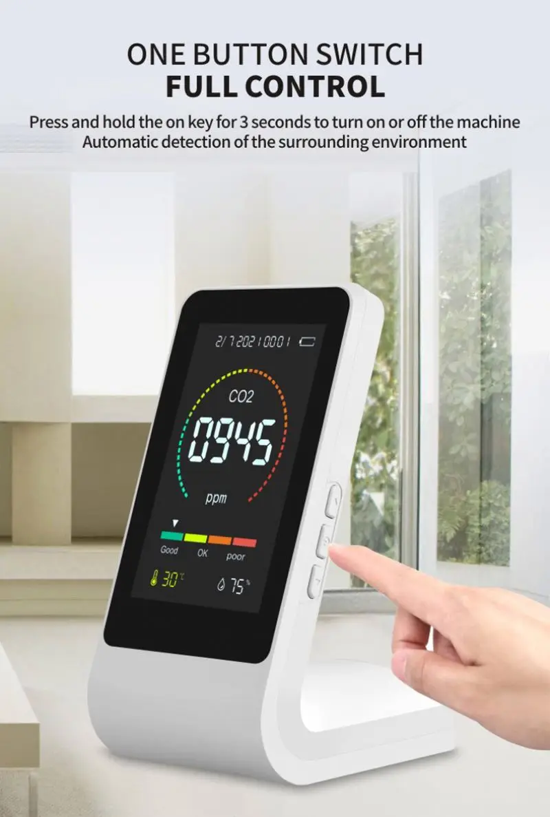 YSW desktop indoor mini air quality Carbon dioxide CO2 detector alarm Temperature Humidity test  co2 meter monitor interior