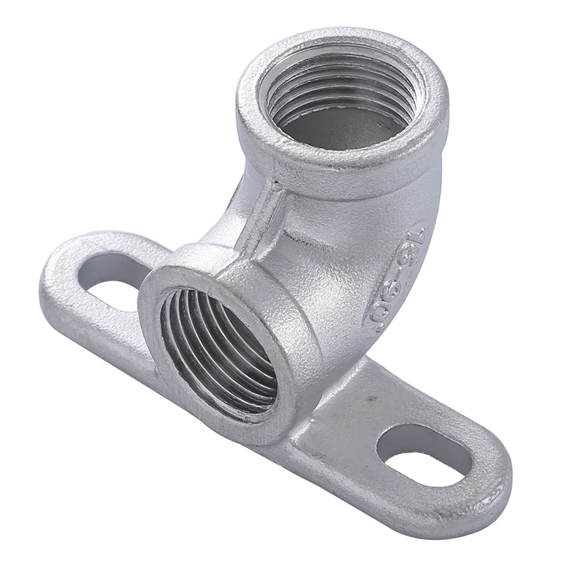 Stainless Female Fixed Drop Ear 90 Degree Elbow Cast Pipe Crimp Fitting For Water Plumbing With Base Plate