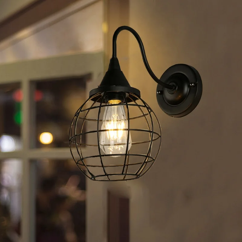 Black Color Industrial Restaurant Vintage Lamps Cafe Clothes Shop Office Bar LED Lighting Antique Wall Lamp