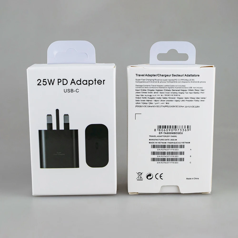 UK Plug Original Super USB C Fast 25W Charger For Samsung Note 10/Note 20/S20 Type C Port Travel Phone Adapter Charger