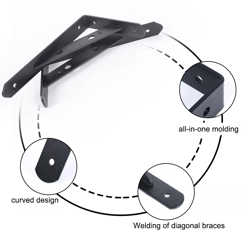 Hook Frame Support L-Shelf Bracket Heavy Duty DIY Open Shelving Metal Scaffolding Black Wall Floating Shelf Bracket