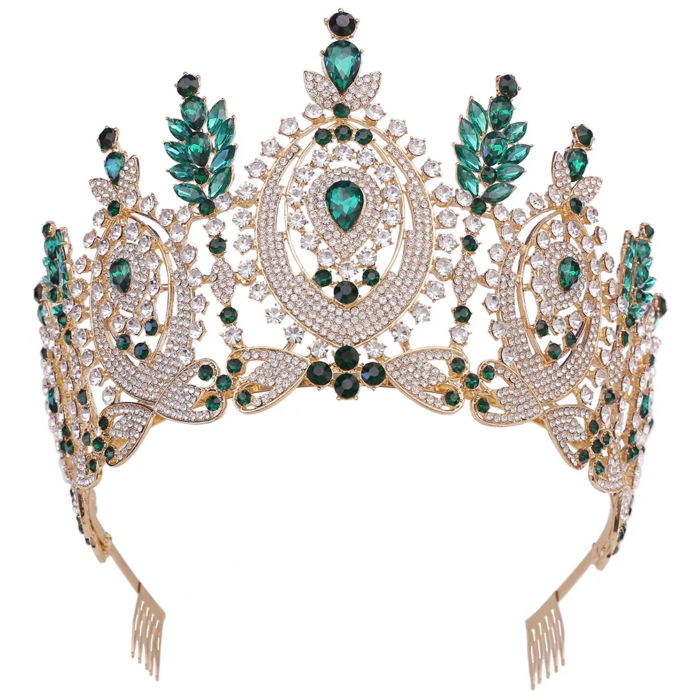 Handmade luxury miss universe pageant crowns fashion trendy full rhinestones big crown