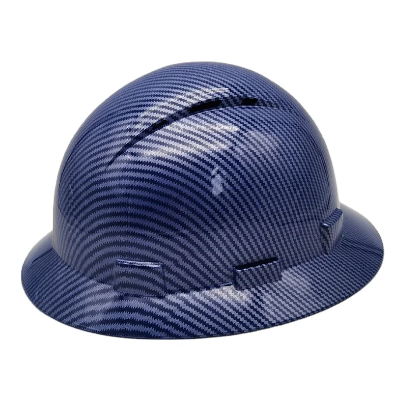 Carbon Fiber Full Brim Hard Hat Water Transfer Design Safety Helmet for Wholesale