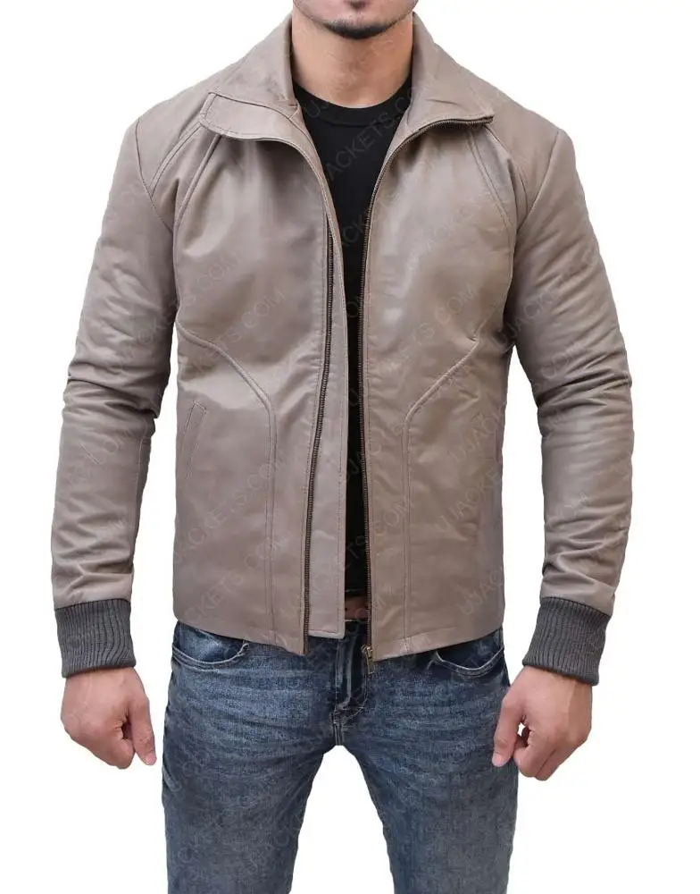 
wind breaking mens soft black leather jacket 