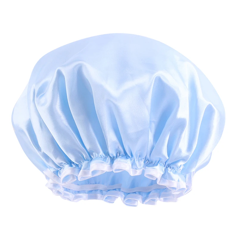 Large Size Satin Women Bonnets High-grade Shower Cap Double Layer Waterproof Bath Hats