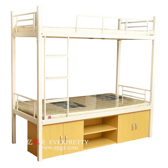 School Dormitory Furniture Double Metal Bunk Bed Bed with Cabinets Dormitory Beds