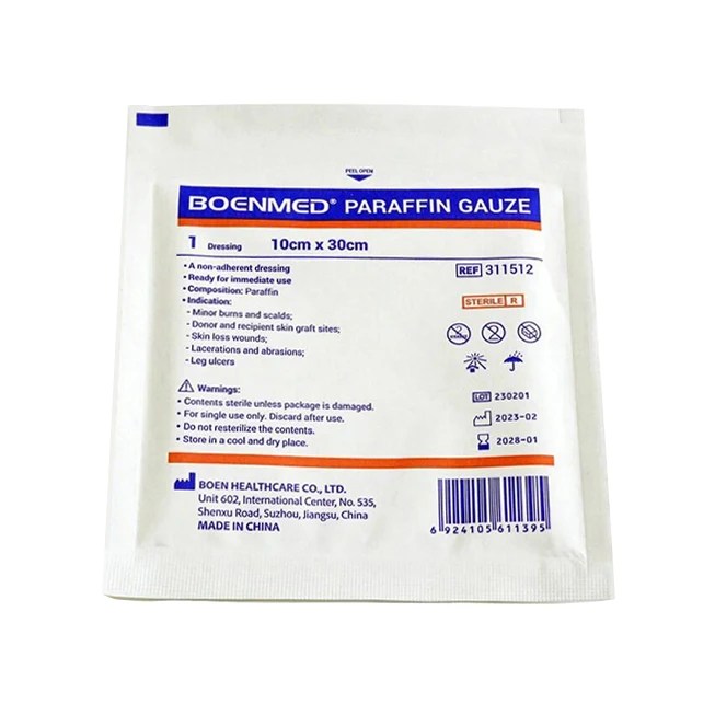 Medical Consumables Sterile Paraffin Gauze Non-Adherent Petrolatum Gauze Roll OEM China Factory