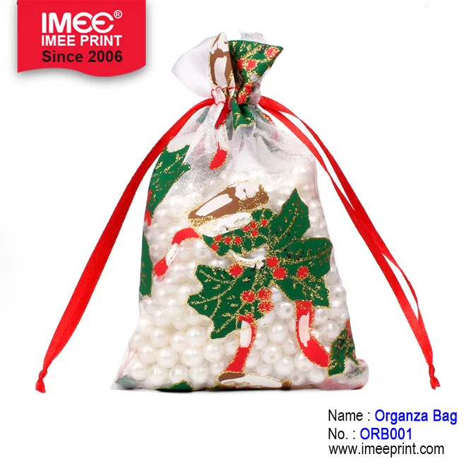 IMEE Customized Logo Organza Storage Gift Pouch Drawstring Bag Personalized Christmas Organza Mesh Drawstring Bags