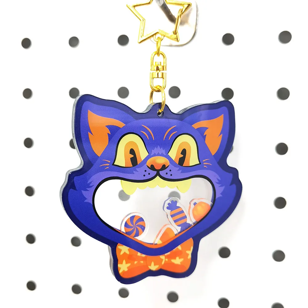 Custom wholesale clear acrylic shaking charms shaker keychains with non-clear edge