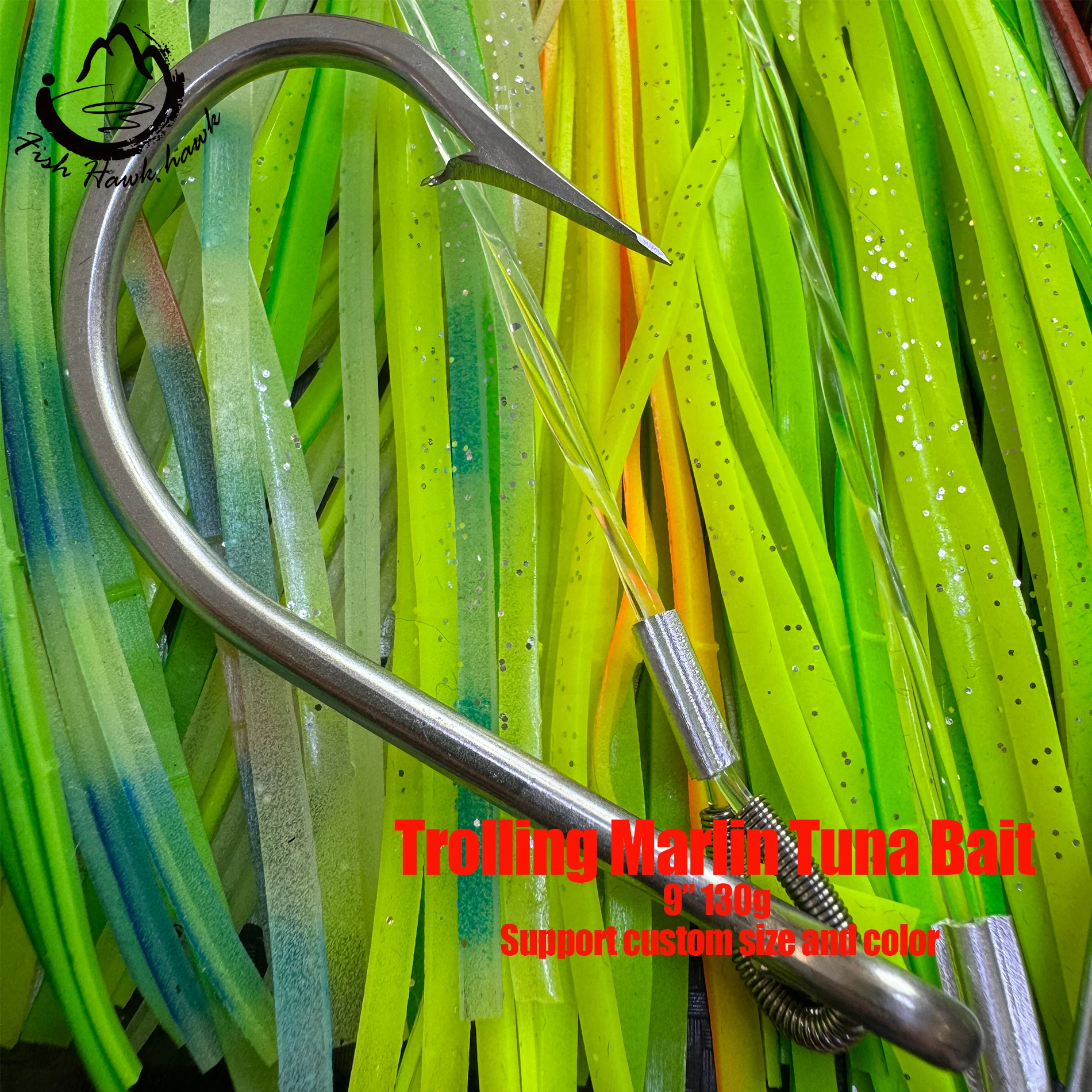 9inches/130g Trolling lure marlin tuna mahi dolphin durado wahoo shark Skirts big game leader fishing rigs deep sea fishing Lure