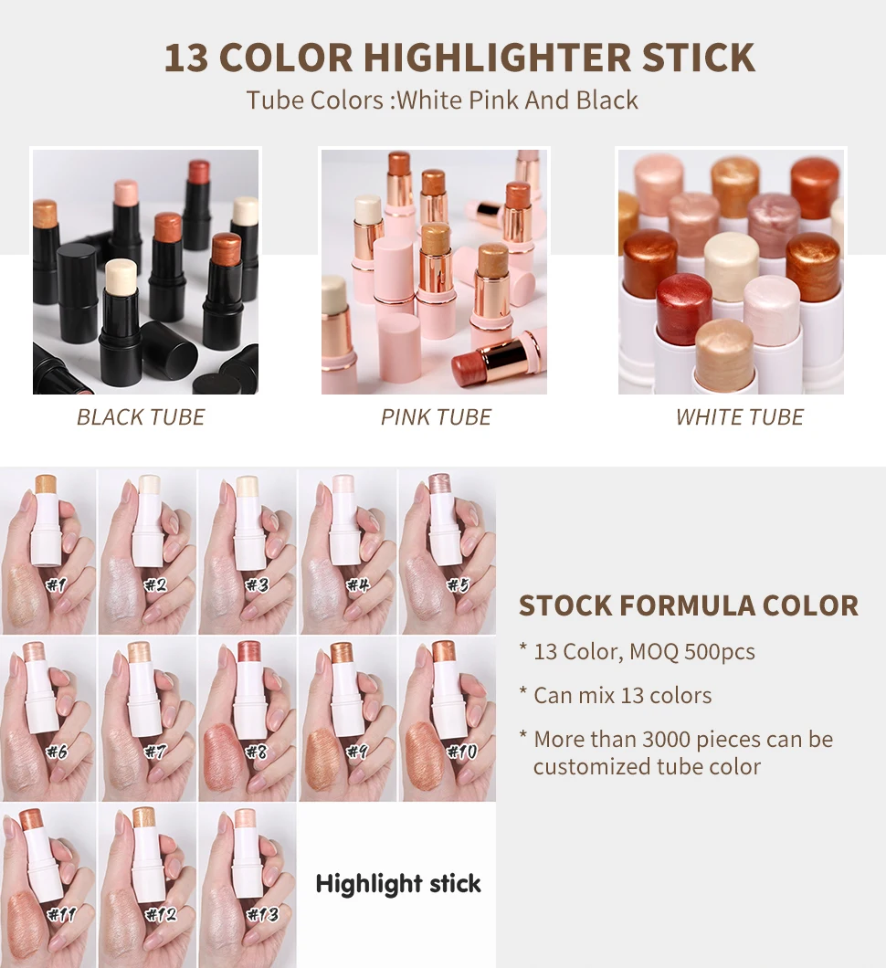 Make Your Own Contouring Highlight Stick Custom White Shimmer Stick Face Body Highlighter Creamy Highlighter Stick