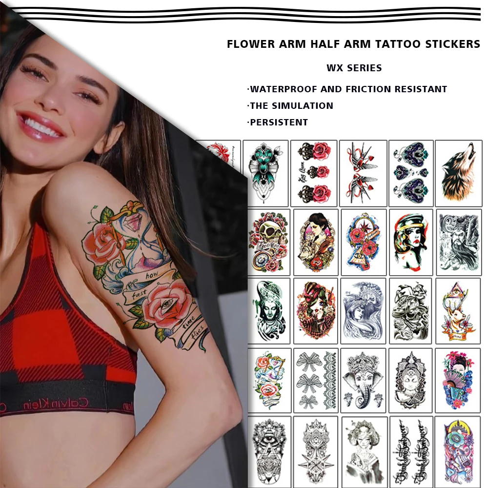 weimei Fast delivery Sexy colours Flower Dragon painted cartoon tattoo print back arm floral pattern temporary tattoo sticker