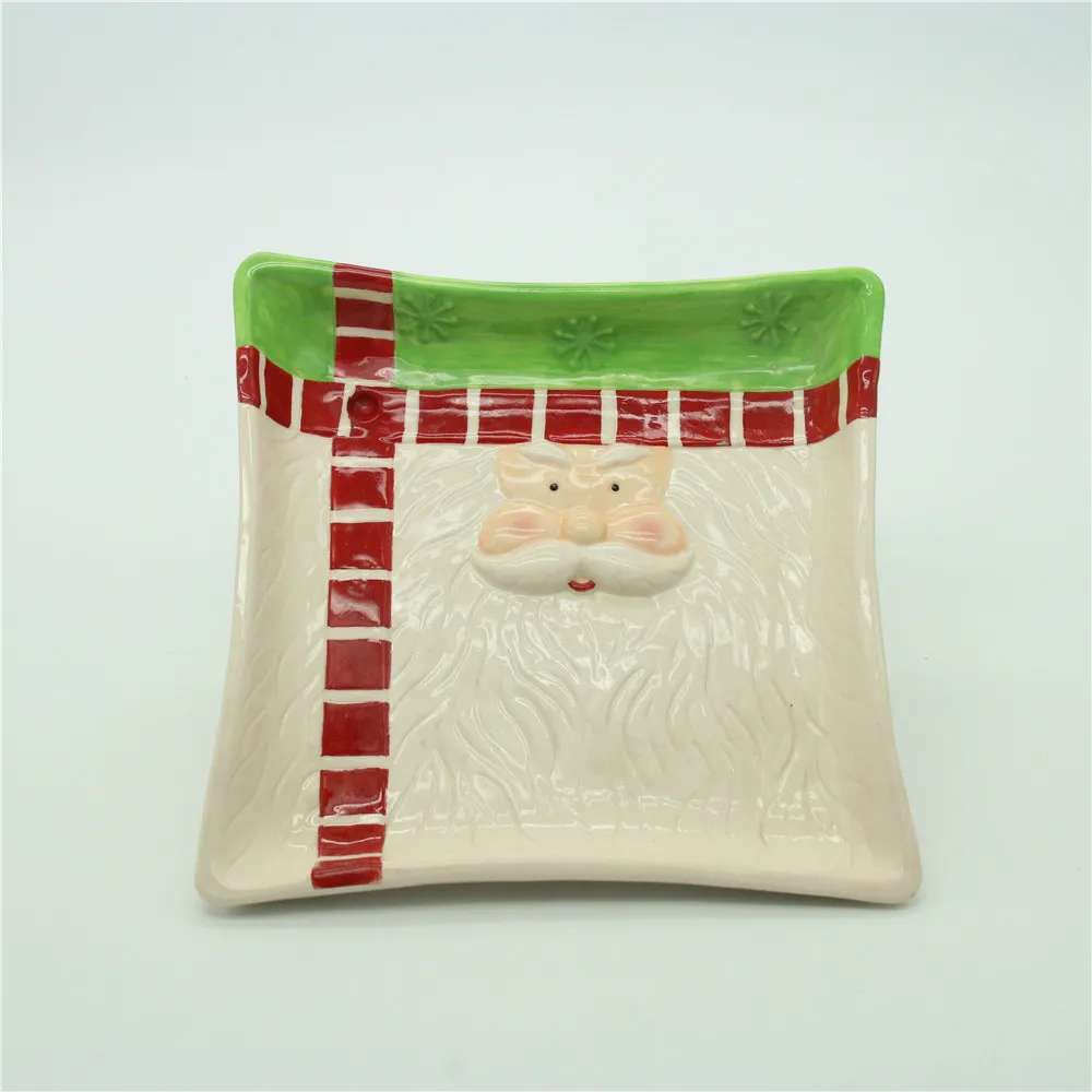 Wholesale ceramic plates christmas snowman food plate dish with high quality holiday decoration